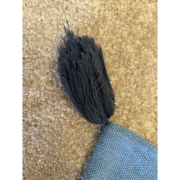 Serena & Lily Blue Linen Pillow Cover 20” X 20” Boho Tassels - Picture 5 of 7